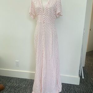 Cleobella Pink Polka Dot Maxi Dress NWT 40”s style
